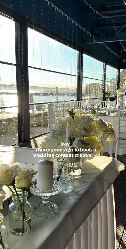 Wedding table setup by the sea