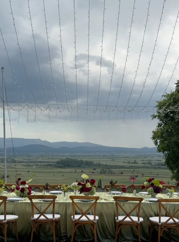 Wedding table with mountain view
