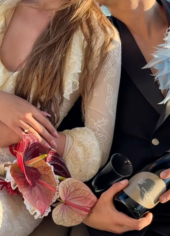 Bouquet with champagne